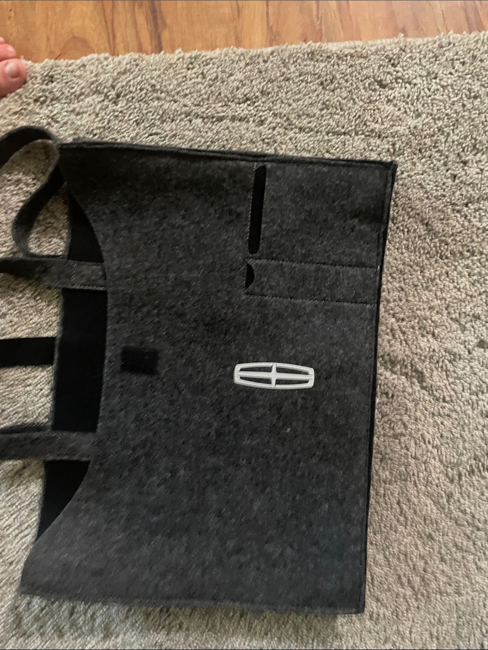 Dark Gray Felt Tote Bag with Logo Accent